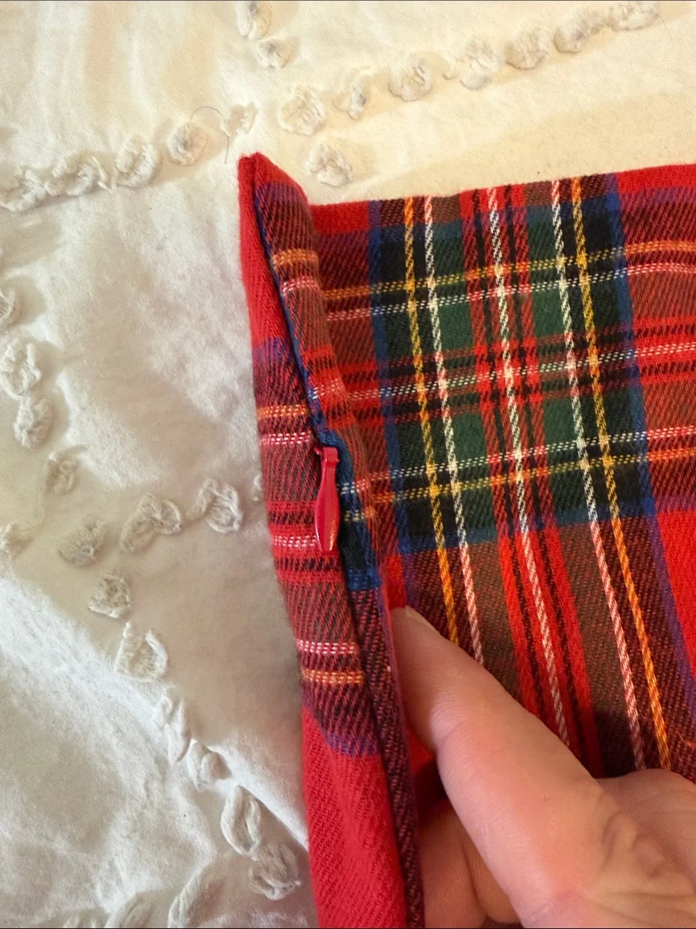 Red Plaid Accent Pillow Cover new